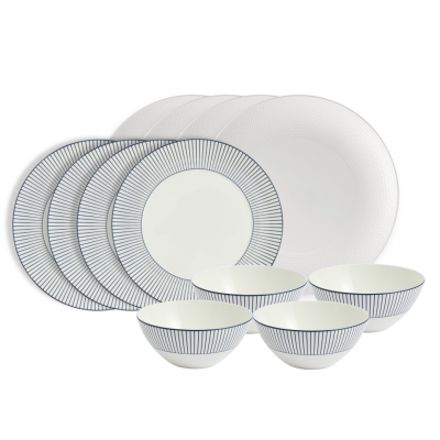 Wedgwood Gio White & Pinstripe White Dinner Set | 12 Piece