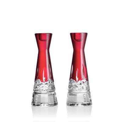 Waterford Lismore Red Round Candlestick 20cm | 2 Piece