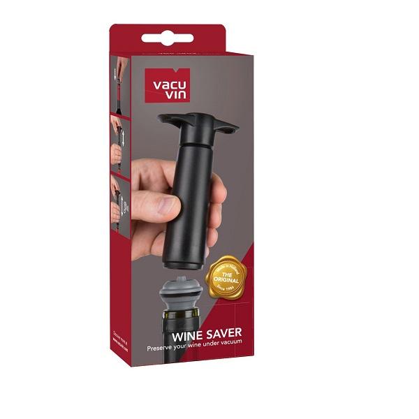 Vacu Vin Wine Saver Gift Pack Black | Pump & 2 Wine Stoppers