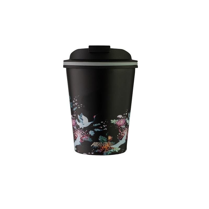 Avanti Go Cup Double Wall Stainless Steel Travel Cup 280ml  -  Japanese Crane