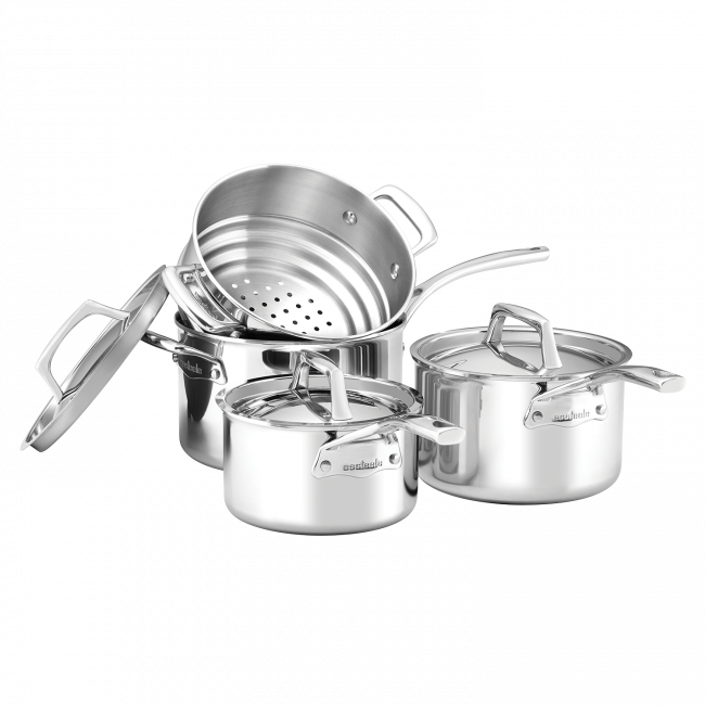 Essteele Per Sempre Saucepans + Steamer | 4 Piece Cookware Set