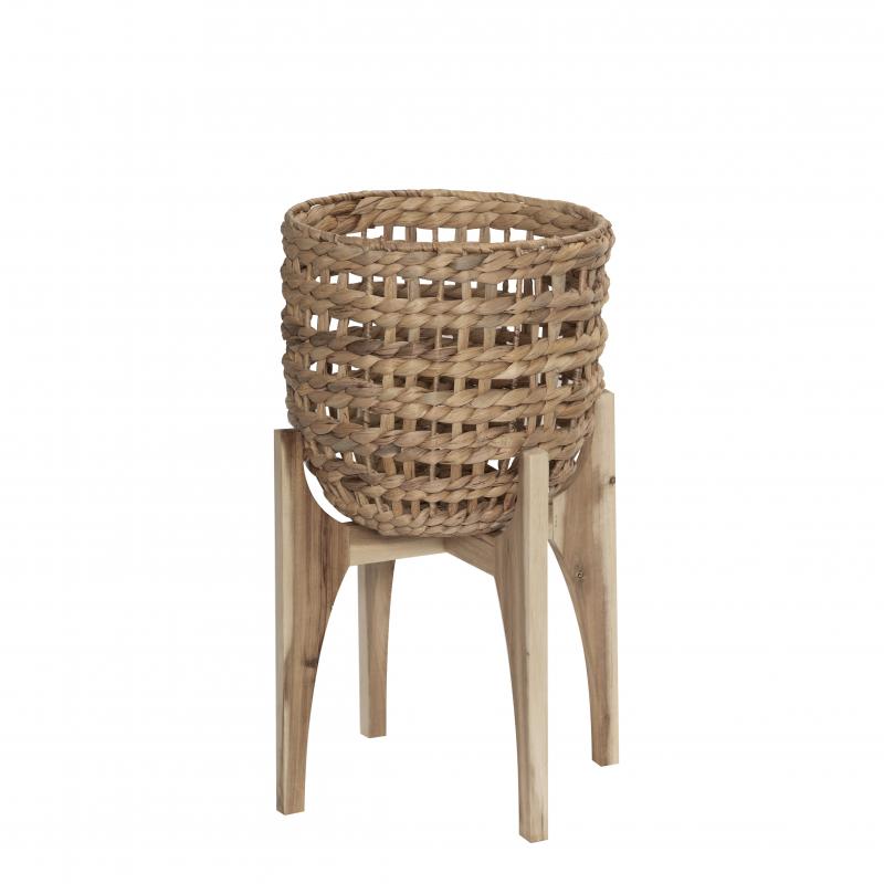 Rogue Bryson Water Hyacinth Planter with Oak Timber Stand | 54cm