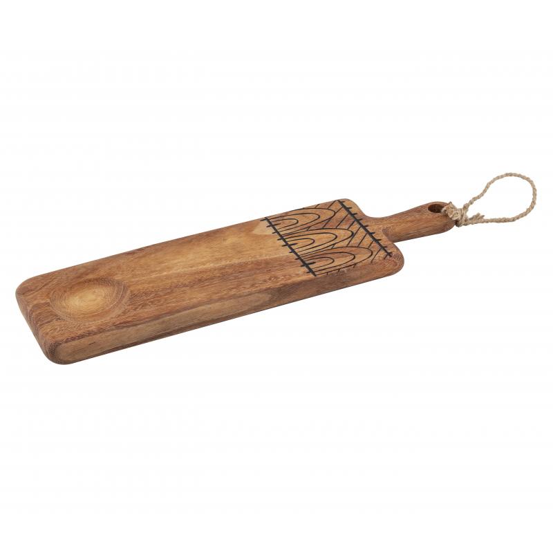 Amalfi Marula Serving Paddle with Condiment Well Natural/Black 58.5cm
