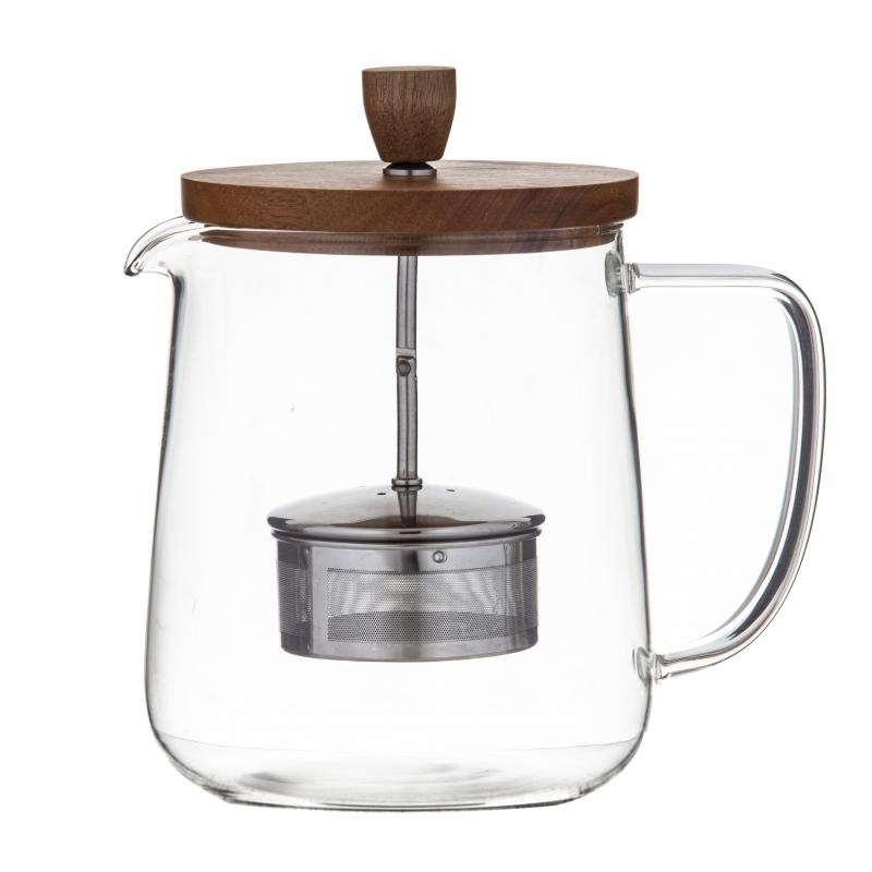 Leaf Bean Naples Tea Pot with Acacia Lid & Infuser Natural 17x12x18cm/18cm/1L