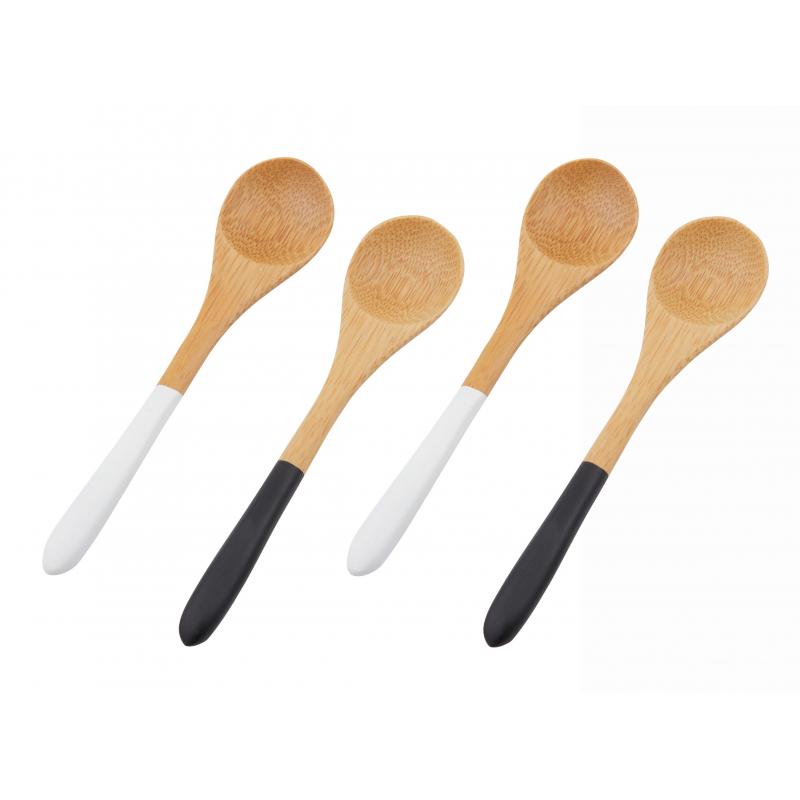 Davis & Waddell Taste Amhara Bamboo Dip Spoon Set/4 Natural/Black/White 13.5cm