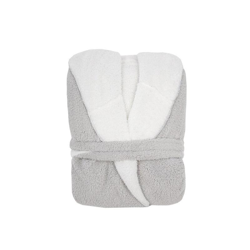 Bambury M/L Reversible Sherpa Hooded Robe | Silver/White