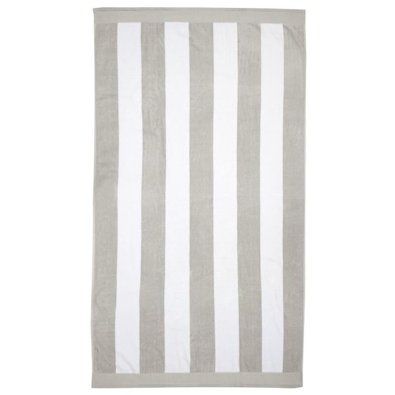 Bambury Classic Stripe Egyptian Cotton Beach Towel 95x175cm | Pebble