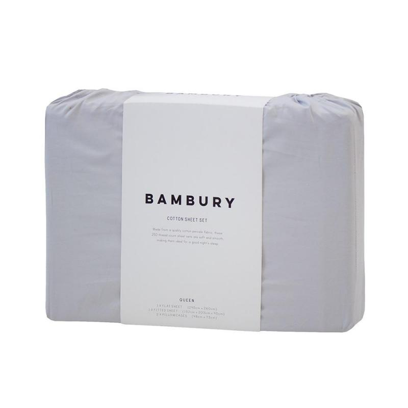Bambury 250TC Cotton Sheet Set Queen | Silver