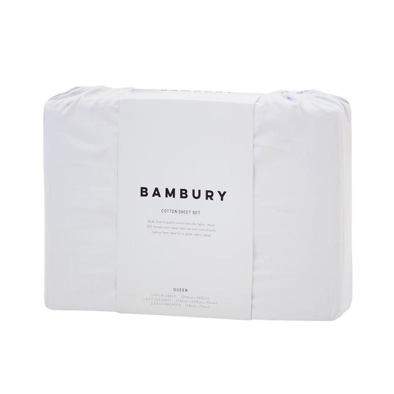 Bambury 250TC Cotton Sheet Set Queen | White