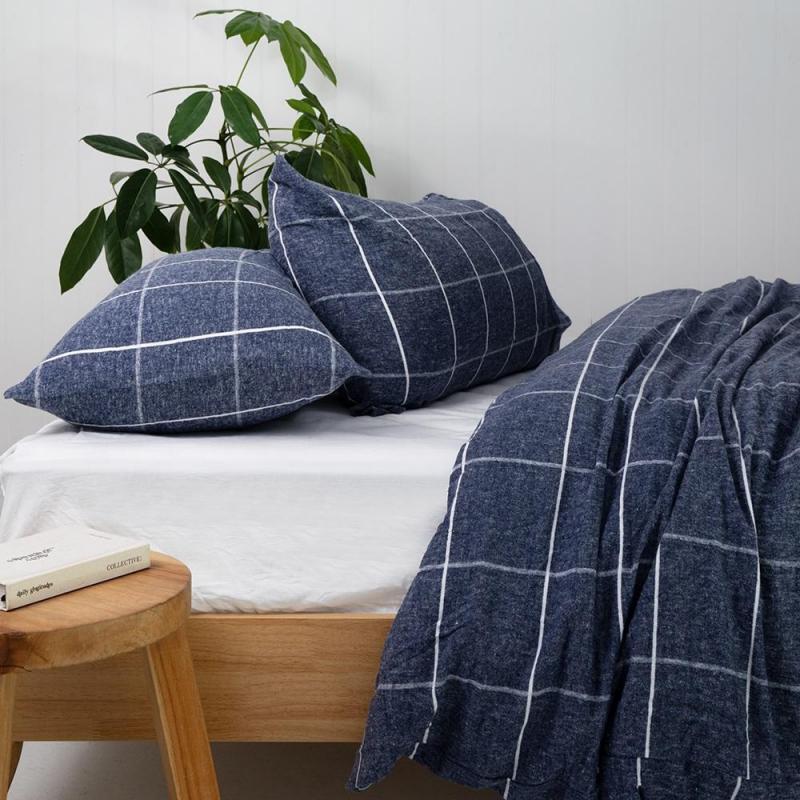 Bambury Acton Flannelette Quilt Cover Set | Single | Blue