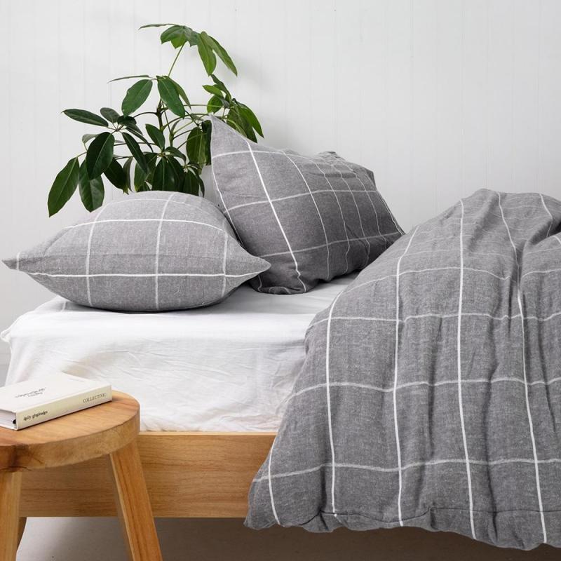 Bambury Acton Flannelette Quilt Cover Set | Single | Grey 