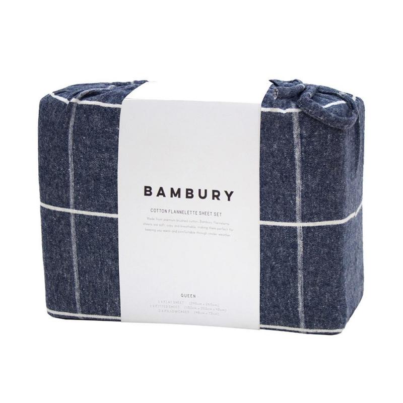 Bambury Acton Flannelette Sheet Set | Double | Blue