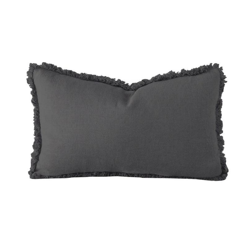 Bambury Linen Cushion 30x60cm Charcoal