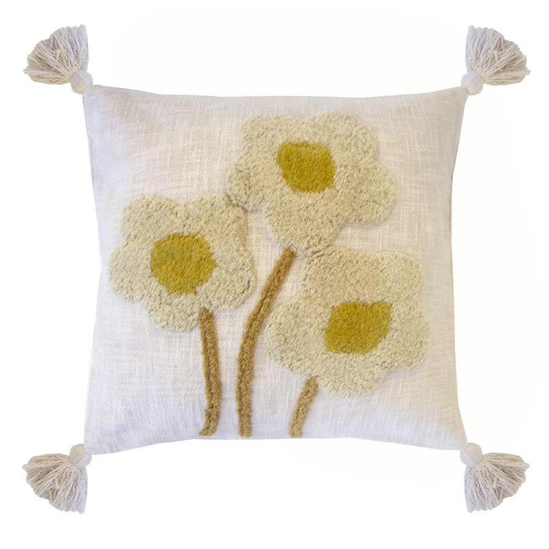 Bambury Blossom Square Cushion | Pearl