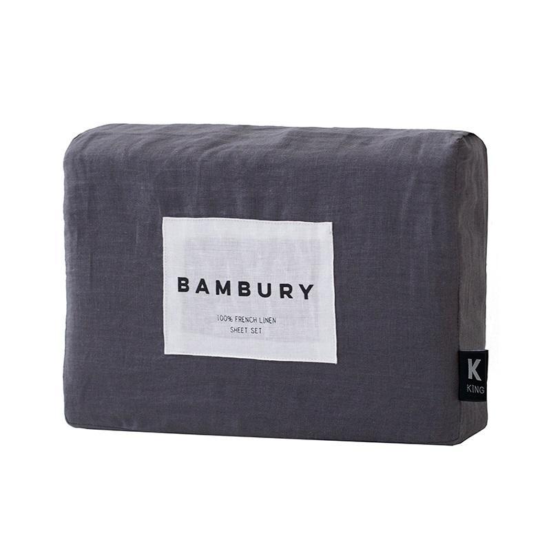 Bambury Linen Sheet Set Charcoal | King