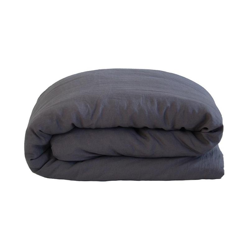 Bambury Queen Linen Quilt Cover Set Charcoal