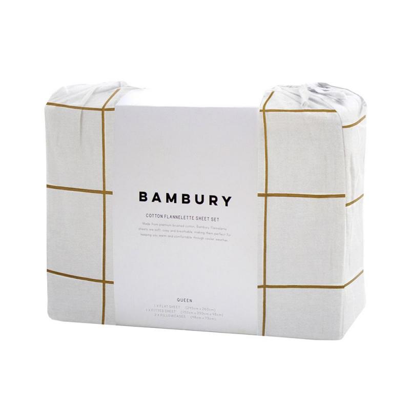 Bambury Carrington Flannelette Sheet Set Ivory | Queen