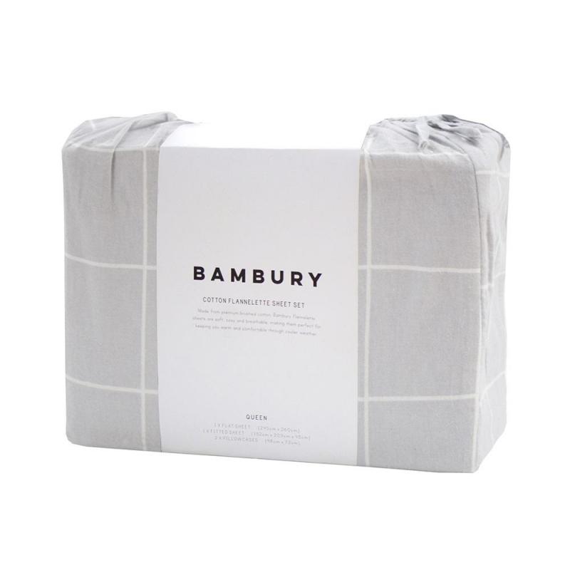 Bambury Carrington Flannelette Sheet Set Silver | Single