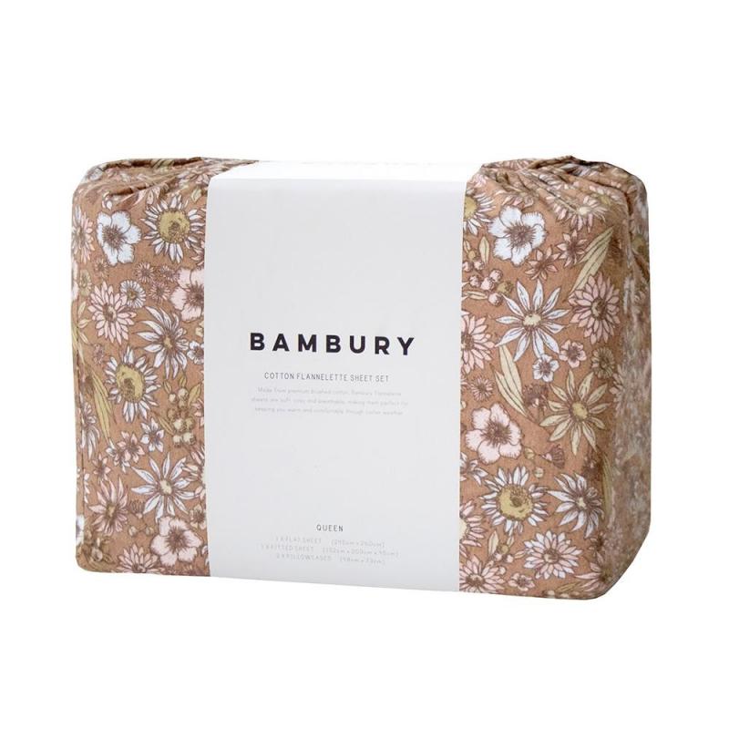 Bambury Marguerite Flannelette Sheet Set Bisque | Single 
