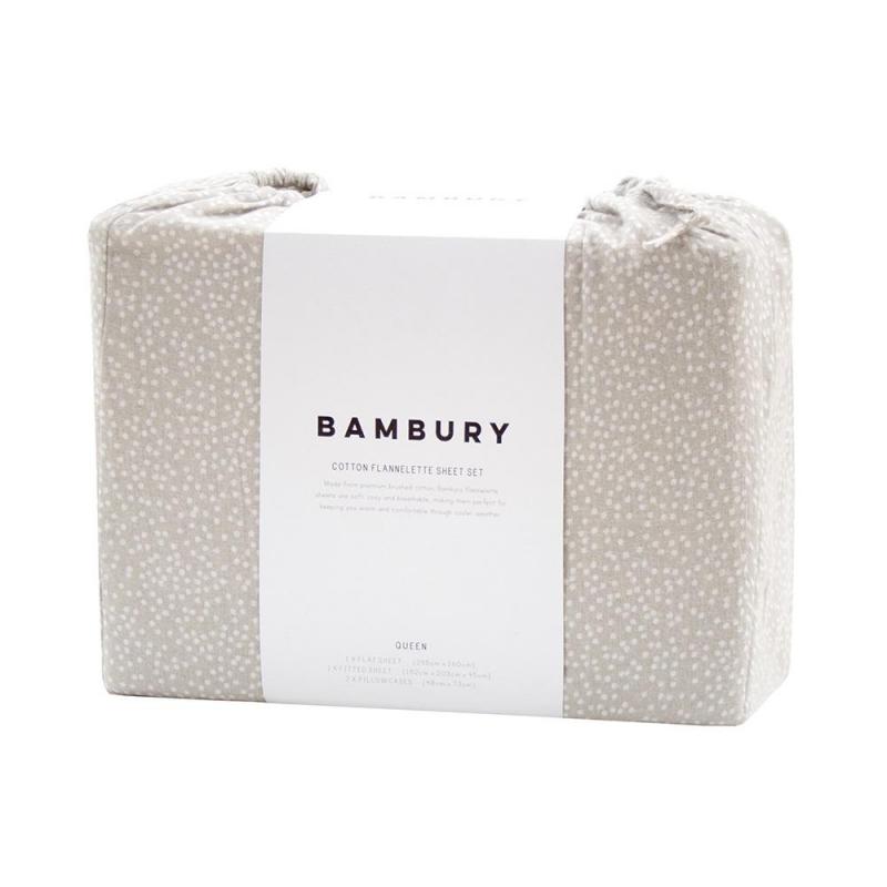 Bambury Spots Flannelette Sheet Set Pebble | Double 