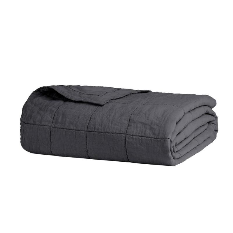 Bambury Queen/King Linen Quilted Coverlet Charcoal