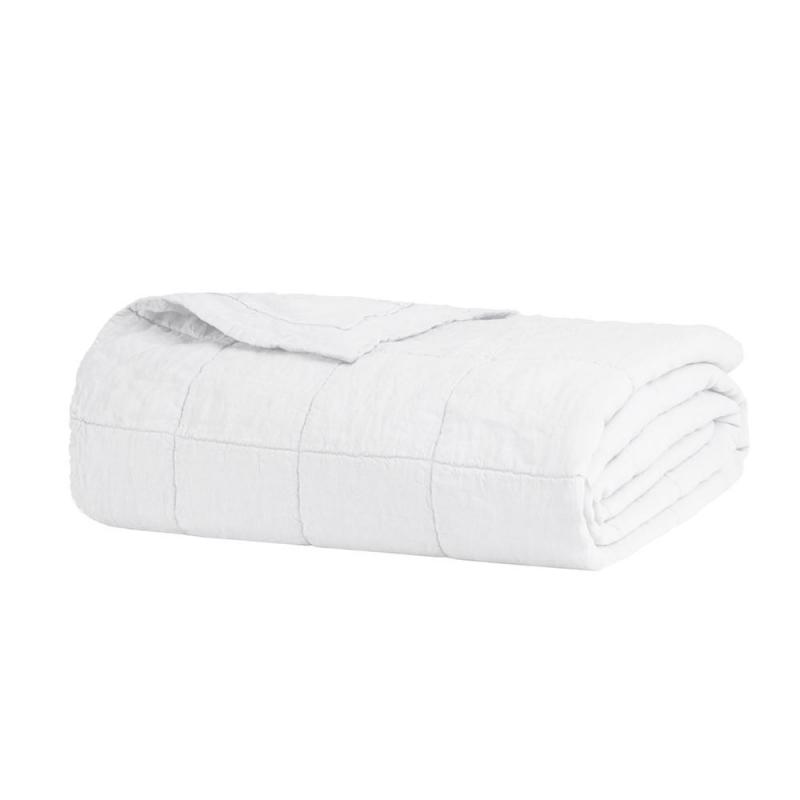 Bambury Queen/King Linen Quilted Coverlet Ivory