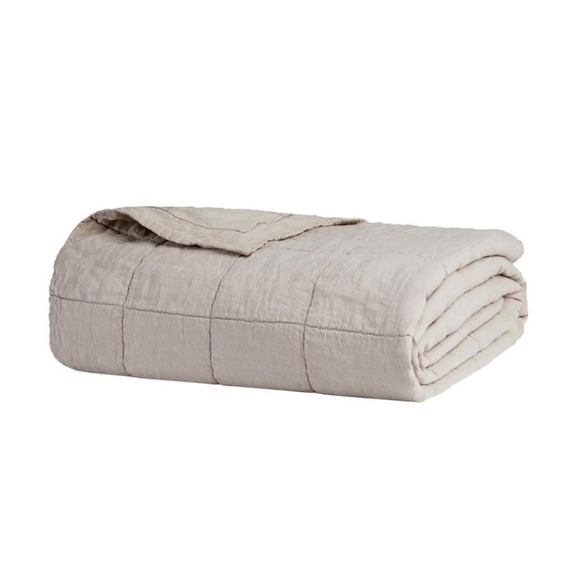 Bambury Linen Quilted Coverlet Queen/King | Pebble
