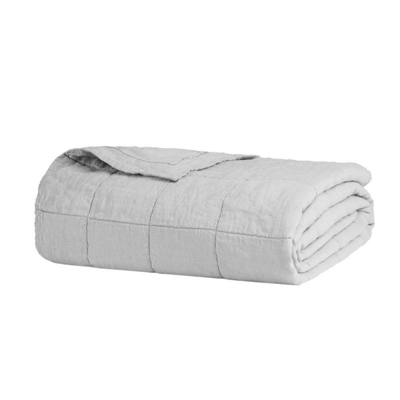 Bambury Queen/King Linen Quilted Coverlet Silver