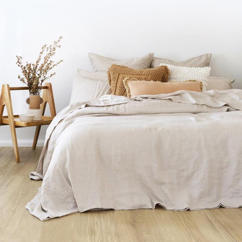 Bambury Double Linen Quilt Cover Set | Pebble