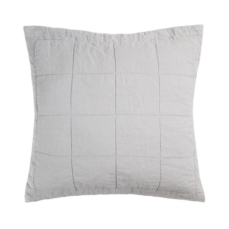 Bambury Linen Quilted Euro Pillow Sham Silver