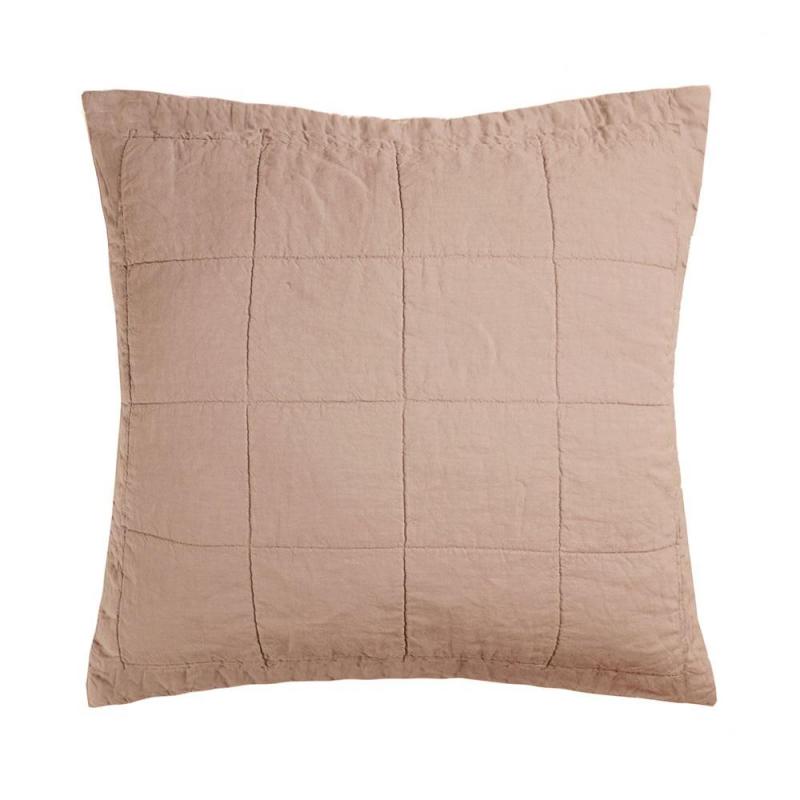 Bambury Linen Quilted Euro Pillow Sham Tea Rose