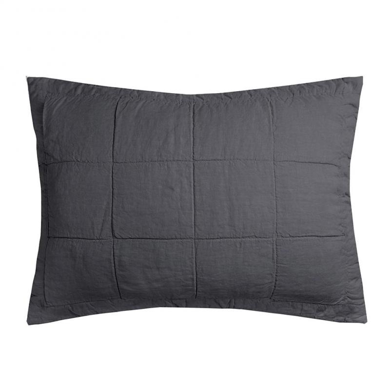 Bambury Linen Quilted Pillow Sham Charcoal
