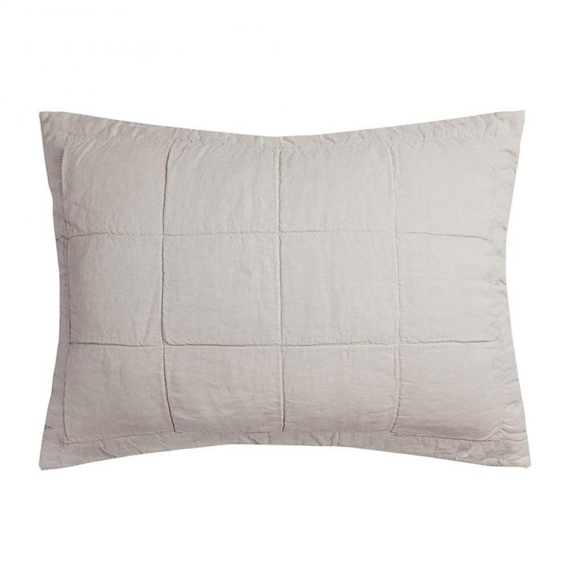 Bambury Linen Quilted Pillow Sham Pebble