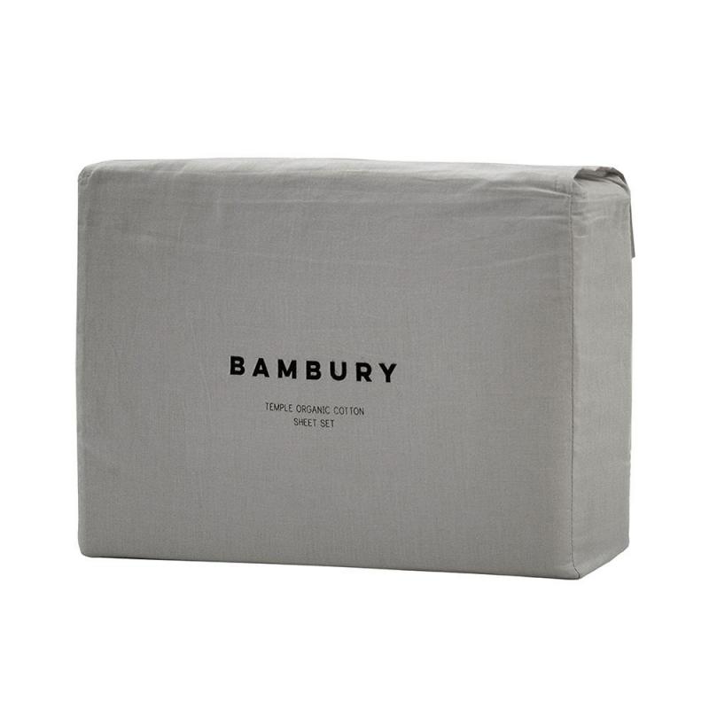 Bambury Queen Temple Organic Cotton Sheet Set Grey