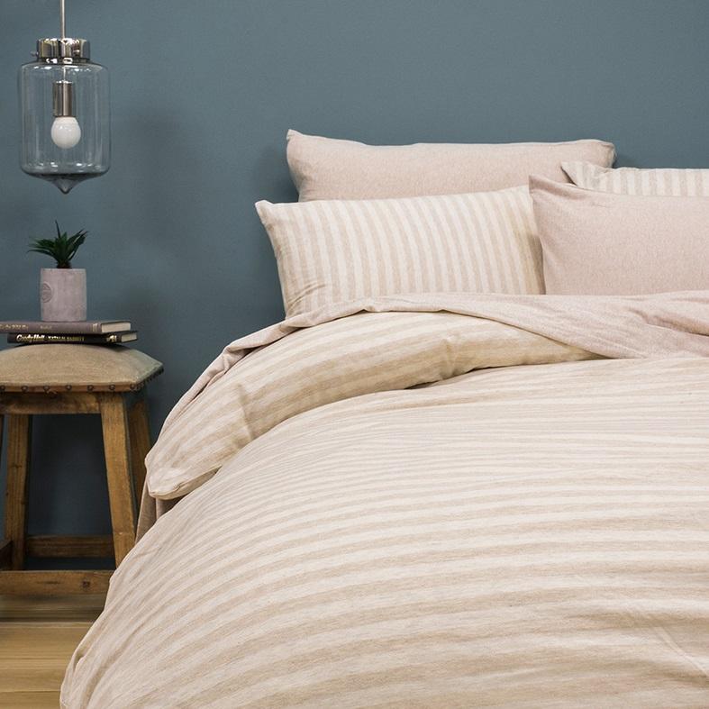 Bambury Double BedT Quilt Cover Set | Natural Stripe