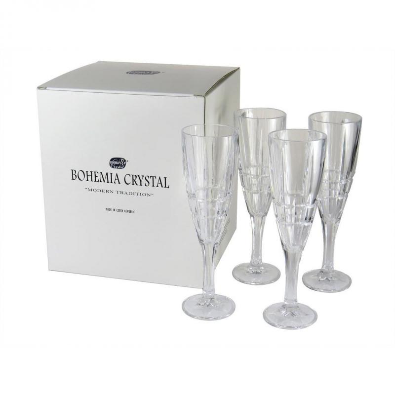 Bohemia Crystal Dover Champagne Flute Glasses 180ml | Set of 4