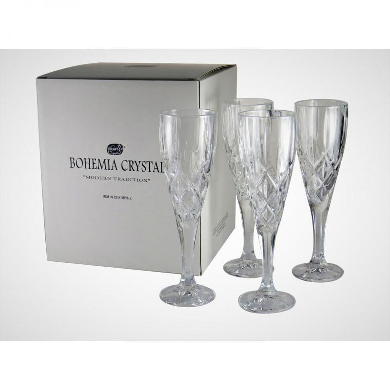 Bohemia Crystal Sheffield Champagne Flute Glasses 180ml Set of 4