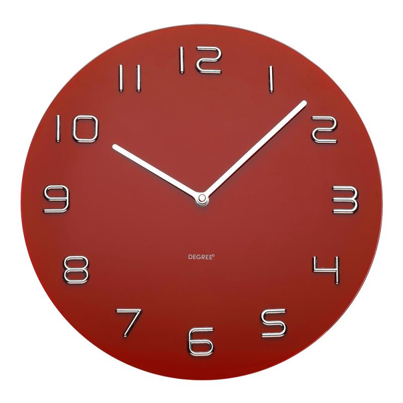 Clocks Degree Red & Chrome Numbers Glass | 35cm