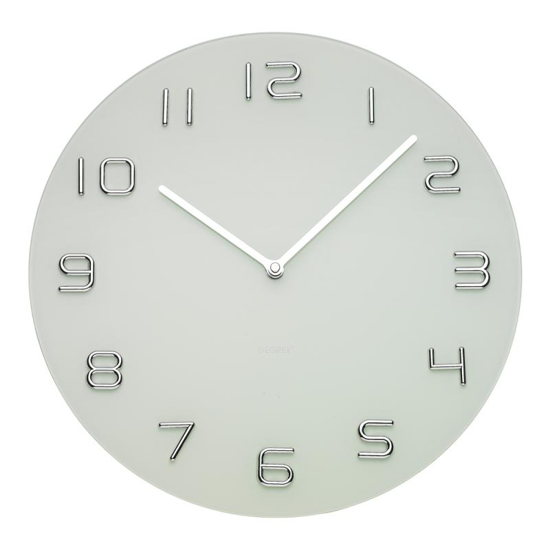 Degree Clocks White & Chrome Numbers Glass 35cm