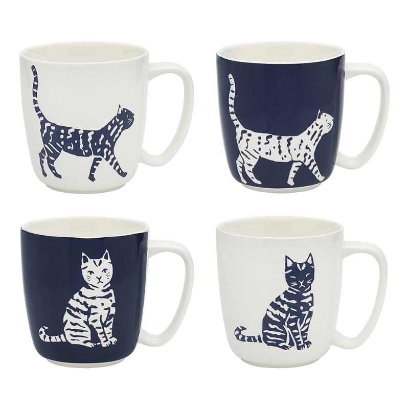 Ecology Walking Cat Set of 4 Mugs 300ml