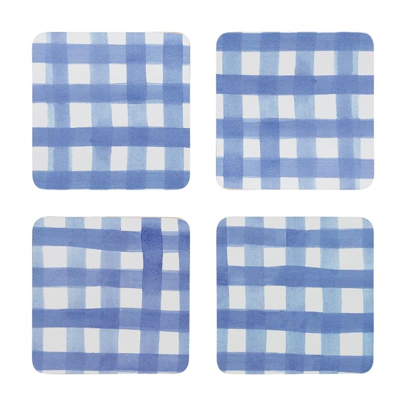 Ecology Ripe Coasters Blue Set of 4 | Gingham