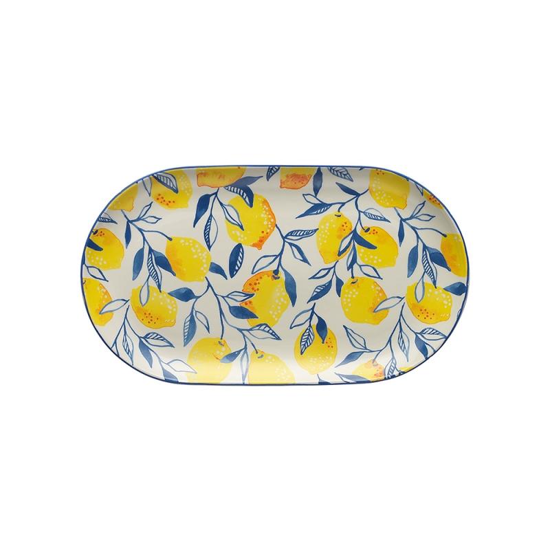 Ecology Punch Medium Oval Platter Lemon