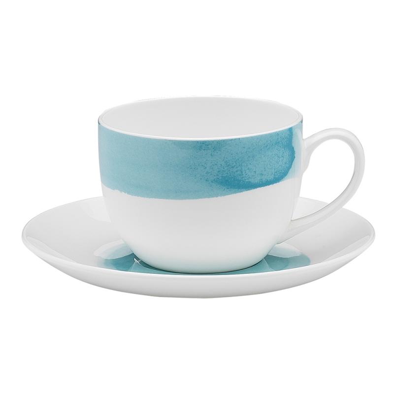 Ecology Watercolour Aqua Teacup & Saucer