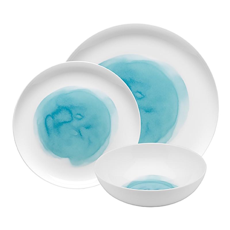 Ecology Watercolour 12 Piece Dinner Set Aqua