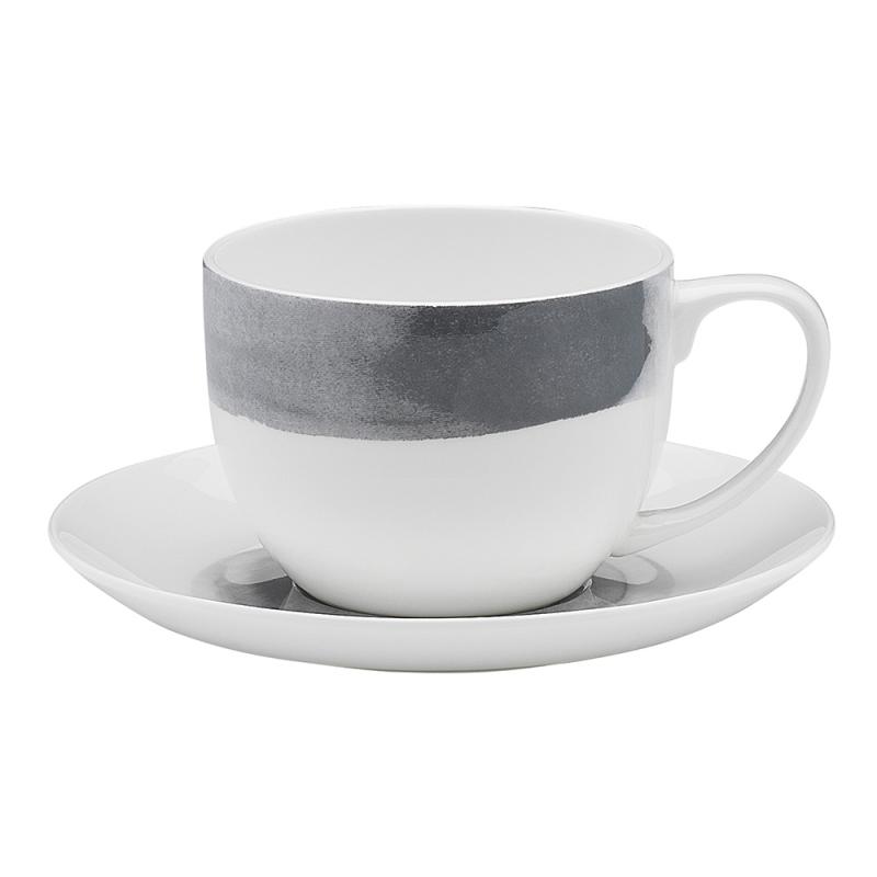 Ecology Watercolour Smoke Bone China Teacup & Saucer