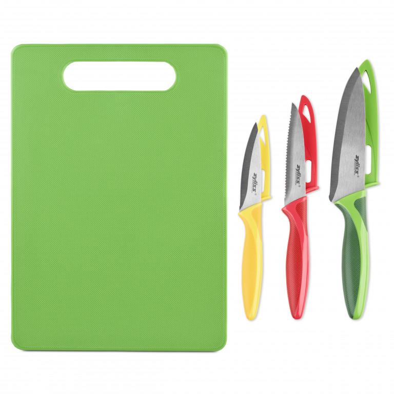 Zyliss Chopping Board & 3pcs Knife Set
