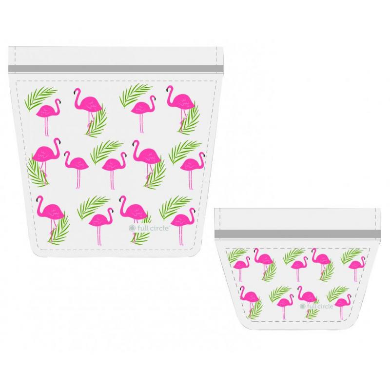 Full Circle Reusable Ziptuck Travel and Cosmetic Flamingo |  Set of 2