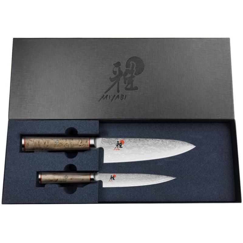 Miyabi 5000MCD Birchwood Kitchen Knives 2 Piece Set | Utility 13cm + Chef 20cm