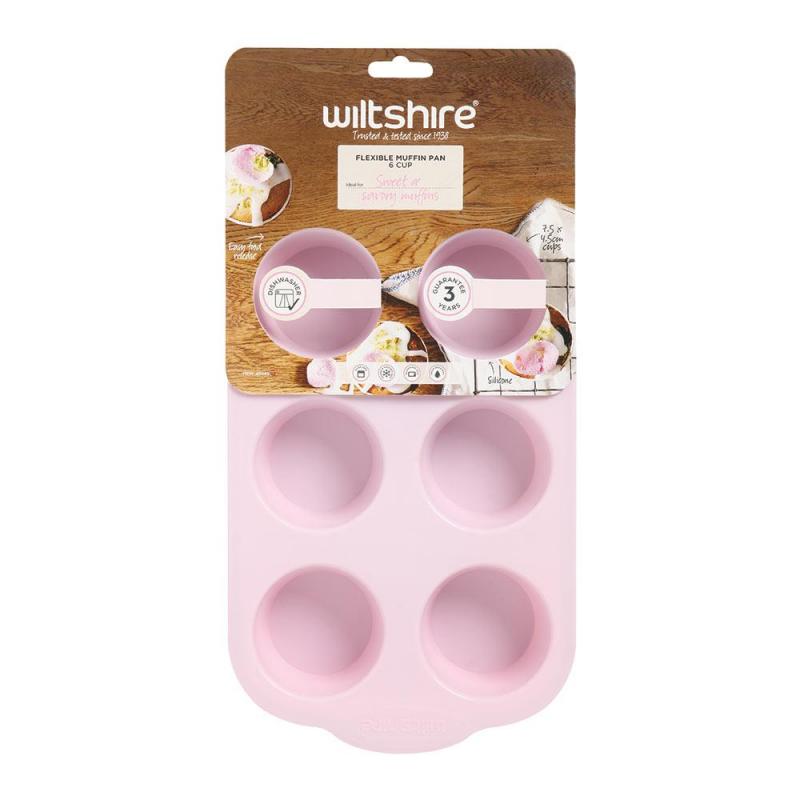 Wiltshire Silicone Muffin Pan 6 Cup Pink