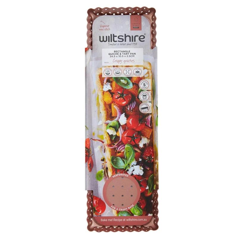Wiltshire Rose Gold Perforated Rectangle Quiche & Tart Pan 34.5x10.5x2.5cm